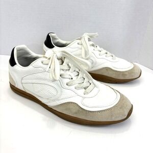 ZARA Sneakers Shoes Womens 9 / 40 White Leather Casual Lace Up Comfort